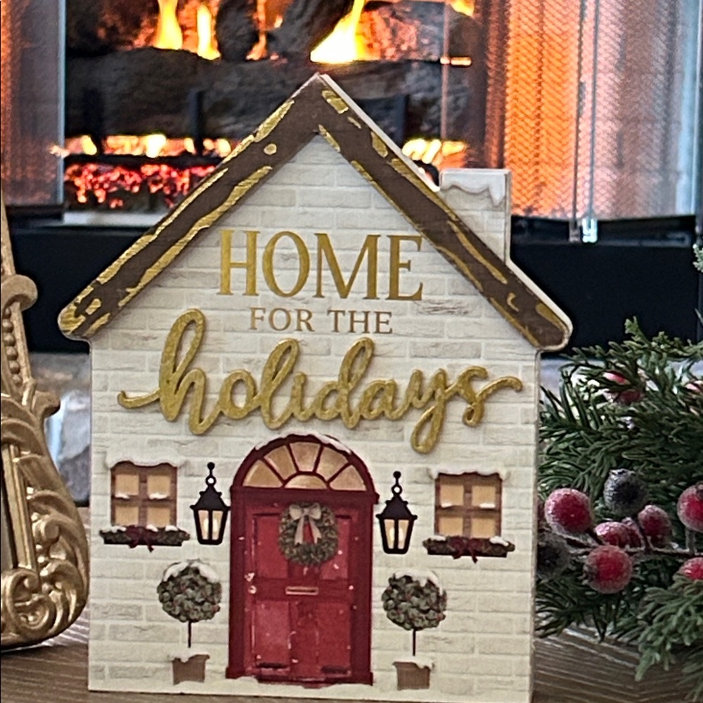 NEW! Shabby Chic Cottage Wood Home For The Holidays Christmas Village House - Picture 3 of 3